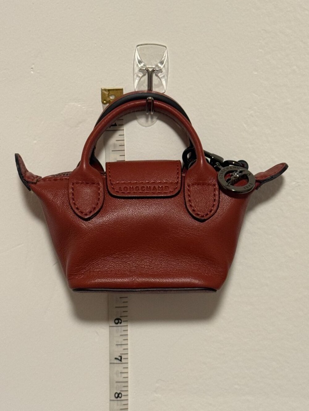 LONGCHAMP Nano Mini Le Pliage Cuir Leather Top Handle Bag CrossBody NWT - Picture 3 of 11